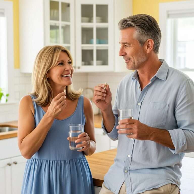 Frau und Mann nehmen Magnesium