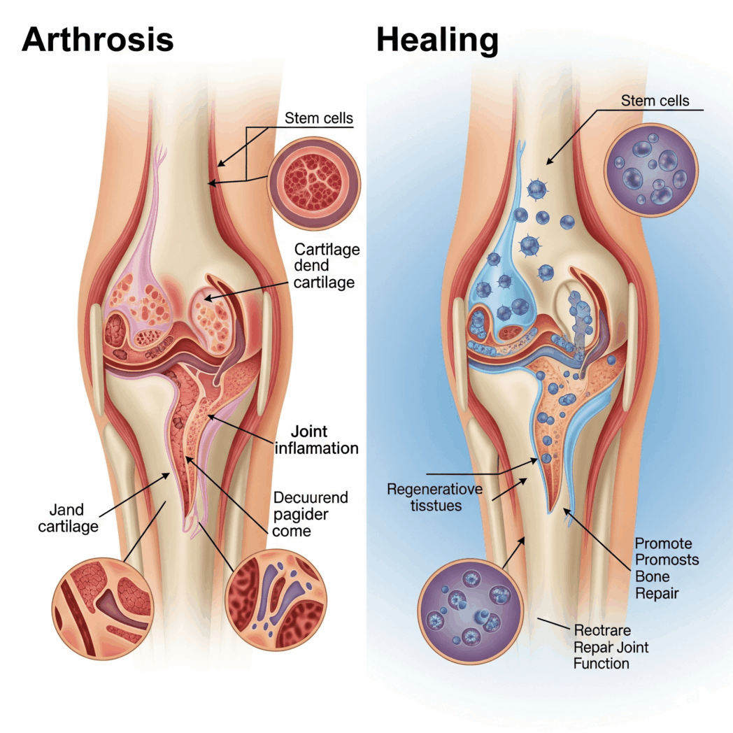 Das Bild zeigt Kniegelenke die trotz Arthrose geheilt sind